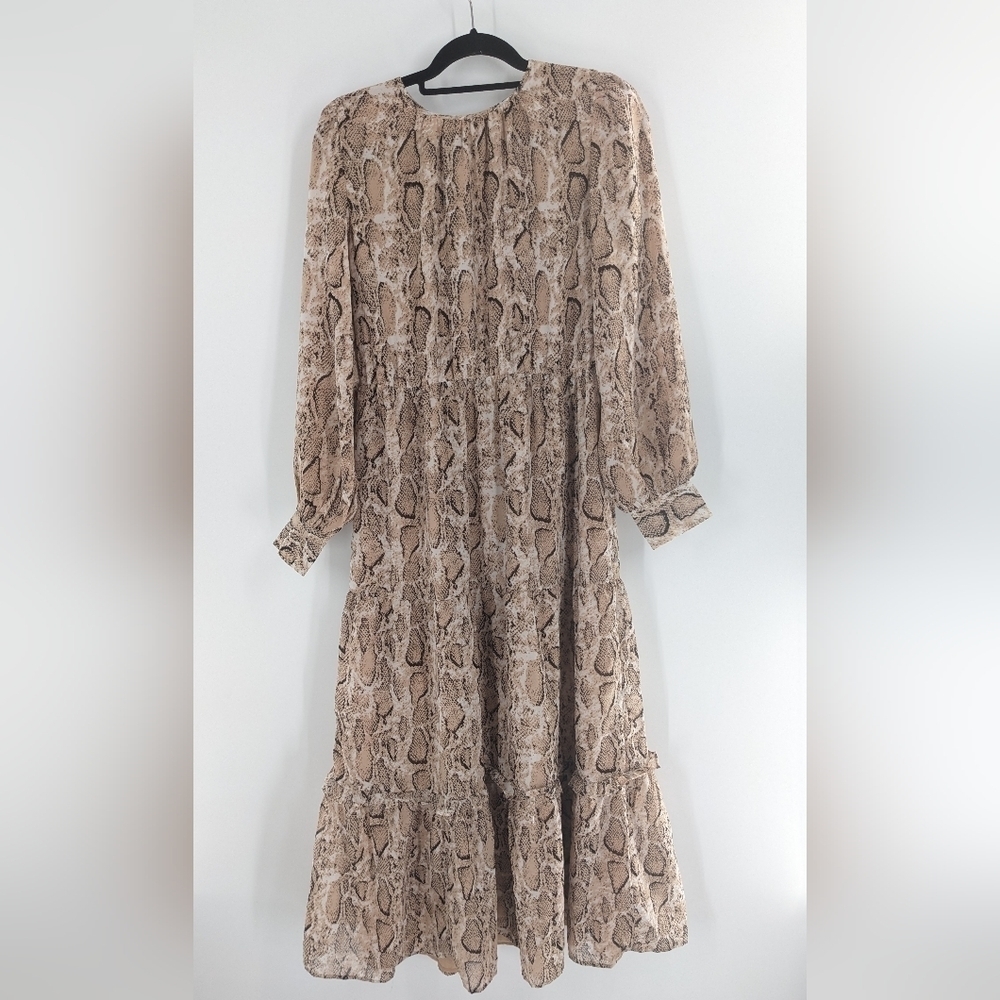 Walter Baker Animal Print Snake Tiered Maxi Dress Size L
